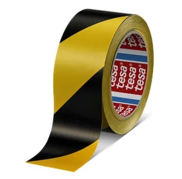 Лента клейкая сигнальная tesa 60760, 33м х 50мм, 150мкм, черно-желтая