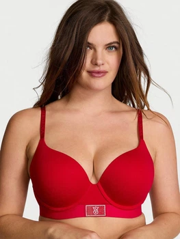Бюстгальтер с Push up с косточками хлопковый Victoria's Secret 26947878 70B Красный (322567289151)