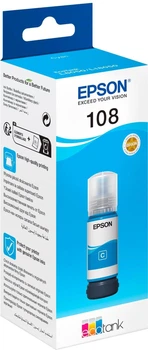 Краска для принтера пигментная чернила Epson 108 для EcoTank L8050/L18050 Cyan (C13T09C24A) голубого цвета