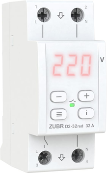 Реле напруги ZUBR D2-32 red з максимумом функцій (32 А, 7 700 ВА) (4820120222665)