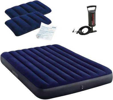 Materac dmuchany Intex 203 x 152 x 25 cm z pompką tłokową 64765 (6941057412474)