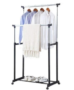 Двойная телескопическая вешалка напольная стойка Double Pole Clothes Horse