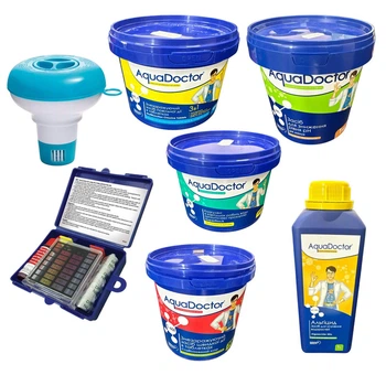 Стартовий набір засобів догляду за басейном 5в1 AquaDoctor Super Kit + Тестер для води + Поплавець Набір хімія для басейну (DS291)
