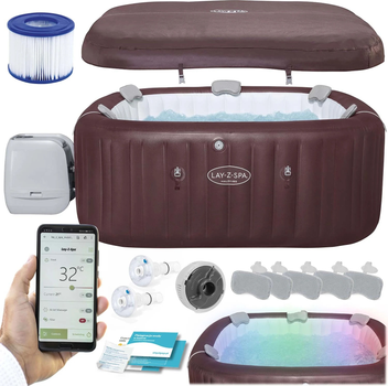 Надувне джакузі-басейн Bestway 201 x 151 x 80 см 7-місне 6001U Lay-Z Maldives Pro (6941607370070)