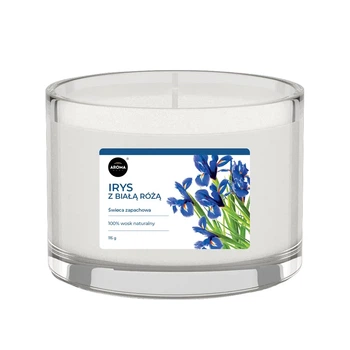 Ароматична свічка з натурального воску Aroma Home Ірис з білою трояндою, Базова серія, 115 г