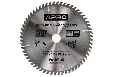 Диск пильний по дереву Apro 180 x 22.220мм x 60T (830137)