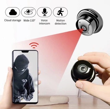 Wi-Fi мини камера 1080P для домашней безопасности микро камера с ночным режимом беспроводная 2 часа работы (362)
