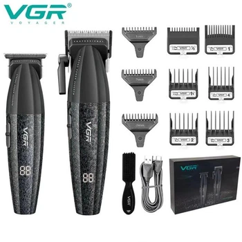 Профессиональный беспроводной набор VGR V-640 для стрижки с аккумуляторной машинкой и триммером 9566