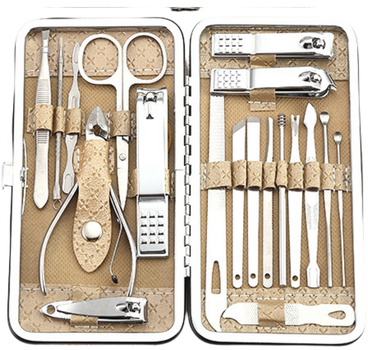 Zestaw do manicure i pedicure LEAN Toys w etui beżowy 20 el (5905991035466)