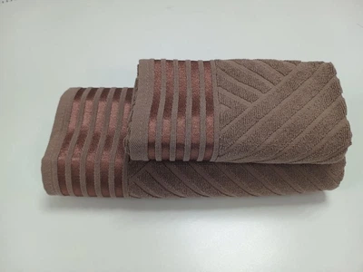 Набор 2 махровых полотенца для ванной LUX COTTON YENI 70*140см + 50*90см, корица