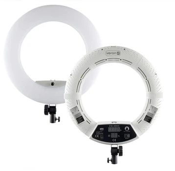 Профессиональная кольцевая лампа FD-480 II 45см LED 96W со штативом 2.1м и зеркалом - белая