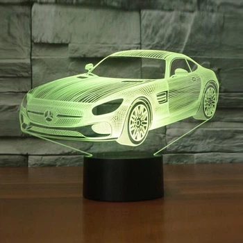 3D ночник CREATIVE подарочная ночная LED лампа светодиодный светильник Автомобиль 7 цветов на батарейках из акрила для дома спальни детской оригинальный интерьерный декор романтический подарок парню мужу