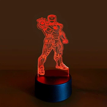 3D ночник CREATIVE подарочная ночная LED лампа светодиодный светильник Железный человек 7 цветов на батарейках из акрила для дома спальни детской оригинальный интерьерный декор романтический подарок парню мужу