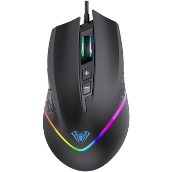 Мышь проводная компьютерная Aula F805 6400dpi с подсветкой Ambiglow и 7 кнопками Black (6948391212906)