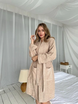 Халат жіночий L махровий Бежевий Шарм COSY