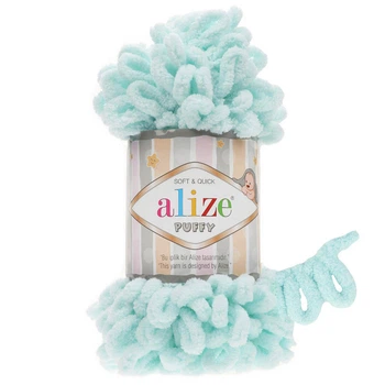 Пряжа Alize Puffy з петельками 15 водяний зелений