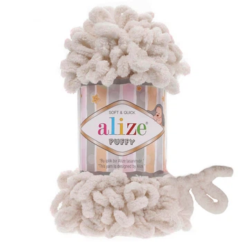Пряжа Alize Puffy з петельками 599 слонова кістка