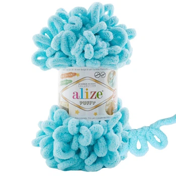 Пряжа Alize Puffy з петельками 128 бірюза