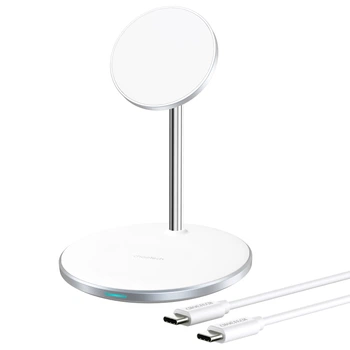 Бездротовий зарядний пристрій Choetech Magnetic 2 in 1 Magnetic Wireless Charging Stand White (T581-F)