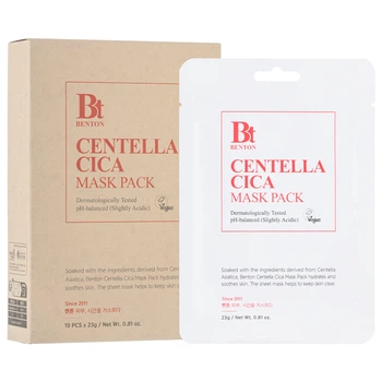 Набір 10 масок с центелою азіатською Benton Goodbye Redness Centella Mask Pack, 10 шт
