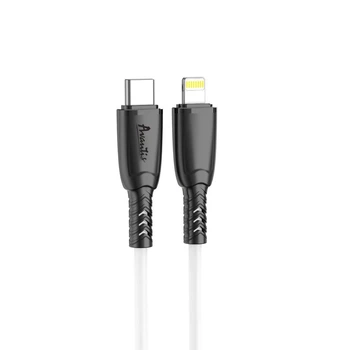 Кабель Avantis AC-88CL PD Type-C to Lightning 27 Вт 1 м чёрный-белый быстрая зарядка для iPhone