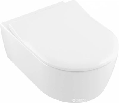 Унитаз подвесной VILLEROY & BOCH Avento 5656RSR1 Direct Flush с покрытием Ceramic Plus и сиденьем Soft Close 9M87S101