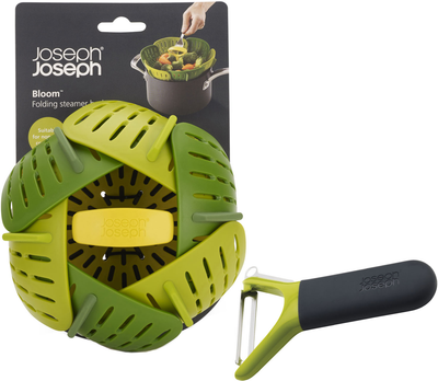 Набір JOSEPH JOSEPH Вставка-пароварка в кастрюлю Bloom + Овощечистка 130 мм Зеленая с черным (SET_MIRS_(JJ_10107/45030))