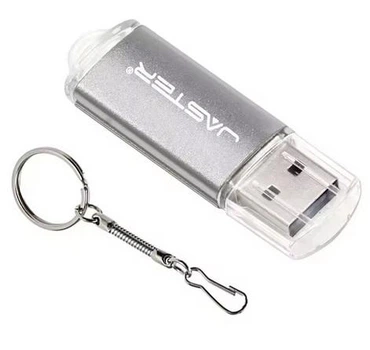 Флешка USB 2.0 JASTER 4 ГБ, пластиковый корпус, с колпачком и карабином (серебристая)