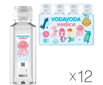 Упаковка детской минеральной негазированной воды VODAVODA Vodica Sport ПЭТ 12 шт. х 0.33 л