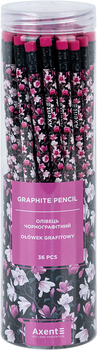 Набір олівеців графітних Axent Floral Black HB 2.2 мм 36 шт (9009/36-14-A)