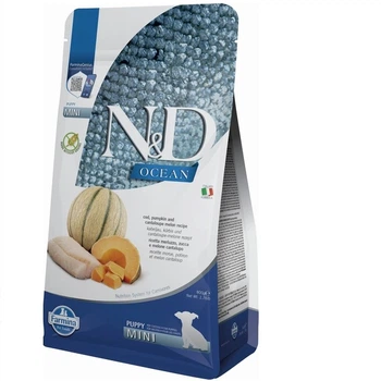 Фармина сухой корм для собак N&D GRAIN FREE OCEAN COD, PUMPKIN & CANTALOUPE MELON PUPPY MINI с треской, дыней 800 г