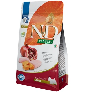 Фармина сухой корм для собак N&D GRAIN FREE PUMPKIN CHICKEN & POMEGRANATE ADULT MINI с курицей, тыквой и гранатом, 800 г