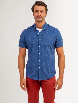 Сорочка літня чоловіча U.S. Polo Assn Swiss Dot Poplin 11A693-ZY00A M Синя (4826241296637)
