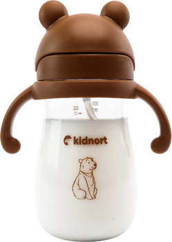 Пляшка з соломинкою Kidnort Bringebaer 6+ міс коричнева 300 мл (5902983634058)