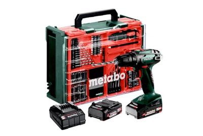 Акумуляторний дриль-шуруповерт Metabo BS 18 Set 18V 2x2Ah Li-Power, Зарядний пристрій для SC 36, Пластиковий кофр, з пересувною майстернею із 74 компонентами (602207710)