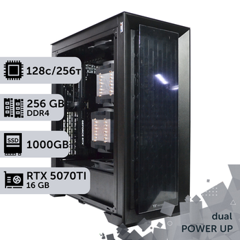 Двухпроцессорная рабочая станция PowerUp #534 AMD EPYC 7B13 x2 / 256 GB / SSD 2TB / GeForce RTX 5070Ti 16GB для 3D моделирования видеомонтажа рендеринга для инженеров и архитекторов
