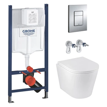 Комплект подвесного унитаза с крышкой Kroner Armada RIMLESS и инсталляции Grohe Rapid SL 4в1 (3884000G/38732000/WHI513636)