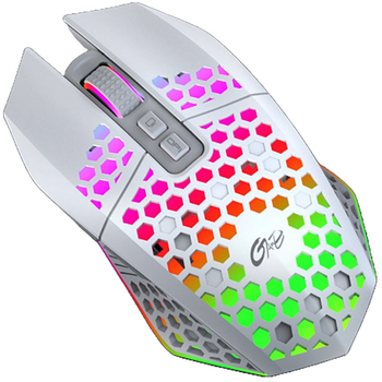 Игровая мышка беспроводная геймерская аккумуляторная Honeycomb RGB подсветка (белая)