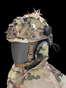 Комплект Шолом Sestan-Busch Helmet BK-ACH-HC, навушники Peltor XPI, кавер Abrams та захист потилиці Койот, L