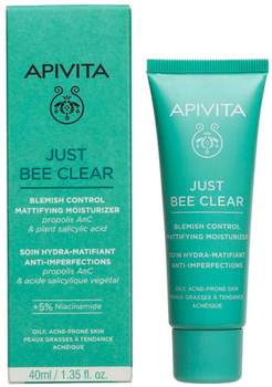 Гель-крем для обличчя Apivita Just Bee Clear Blemish Control зволожуючий 40 мл (5201279097981)