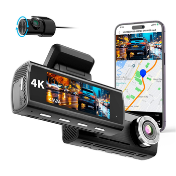 Відеореєстратор автомобільний KAWA Dash Cam D8, Wi-Fi, Подвійна камера, з IPS-екраном і циклічним записом
