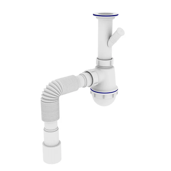 Сифон для кухни Zerix SK-01-B 1 1/2"x40 с литым выпуском и отводом для стиральной машины ZX4951