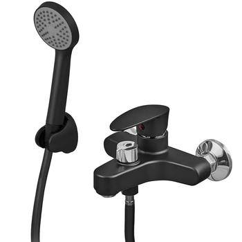 Смеситель для ванны Plamix CEZAR-009 EURO SET Matte black, со шлангом, лейкой и кронштейном (PM0693)