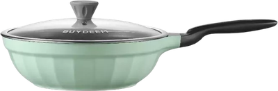 Сковорода Buydeem алюмінієва зі скляною кришкою Cozy Greenish 30 см  (6950386617252)