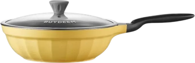 Сковорода Buydeem алюмінієва зі скляною кришкою Mellow Yellow 30 см  (6950386617269)
