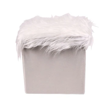 Пуф-тумба Stenson Mossy White 3-в-1 з плюшем і знімною кришкою, МДФ + ППУ, 35×35×33 см