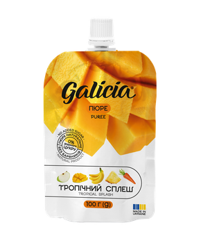 Пюре Galicia Тропічний сплеш із фруктів та овочів, 100г