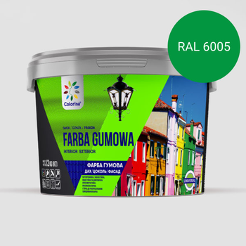 Краска резиновая для крыш, цоколей, фасадов Colorina Зеленая (RAL 6005) 12кг