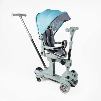 Самокат-беговел триколісний Skyper BL-61020 (колеса: Ø4,92"/PU, рама сталь/складна, сидіння, навіс, захісний бампер, батьківська ручка, до 25 кг)