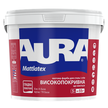 Краска латексная моющаяся для стен и потолков Aura Mattlatex Белая 5 л